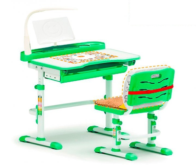 Комплект мебели Evo-kids Evo-18 (стул + стол + полка + лампа) Белый / зеленый (Evo-18 Z)