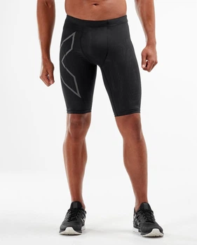 Мужские компрессионные шорты 2XU, MCS Run Comp Shorts, L, черный/черный отражающий