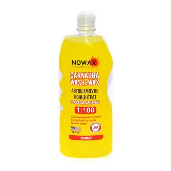 Автошампунь активная пена концентрат 1л Nowax Wash&Wax с воском карнаубы для ручной мойки (NX01100)