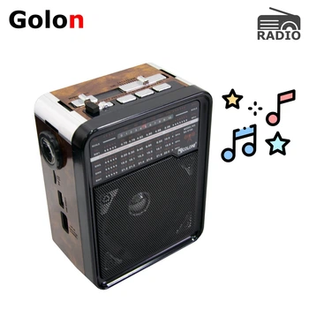 Переносной радиоприемник FM/AM/SW Golon RX-9100 Коричневий радио приемник USB+TF (1009220-Brown)