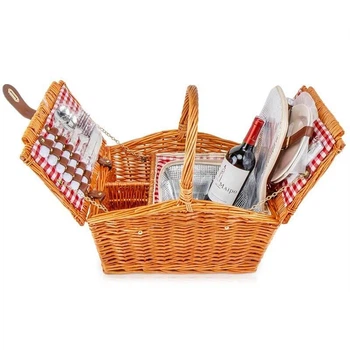 Корзина для пикника на 2 персоны из лозы 42х30х20 см. 030800