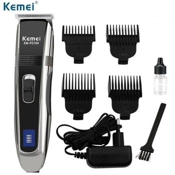 Машинка для стрижки волос и бороды триммер Kemei KM PG-104 Black Pro + Щетка для чистки ножей (346071)