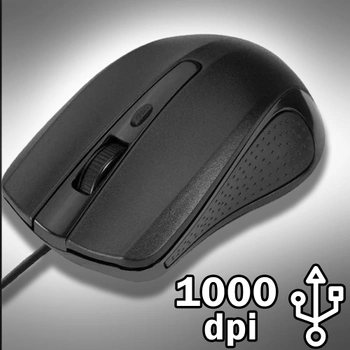 Мышь проводная для компьютера 211E Чёрная - игровая геймерская USB мышка оптическая проводная для компьютера ноутбука из пластика до 1000 dpi