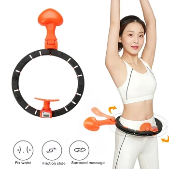 Хулахуп для похудения Intelligent Hula Hoop Черно-оранжевый, умный обруч для талии массажный с счетчиком (1009208-Black)