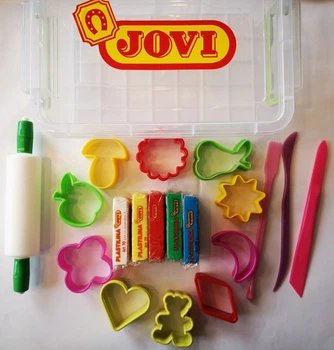 Набор для лепки в боксе с пластилином Jovi и аксессуарами, 5цветов по 50г (J3)