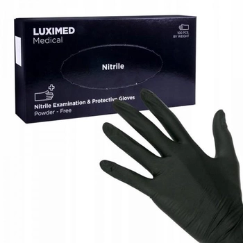 Перчатки Luximed черного цвета, размер М, 100 шт