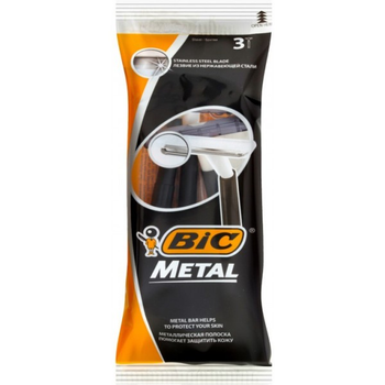 Одноразові станки бритвенні BIC Metal, 3 шт