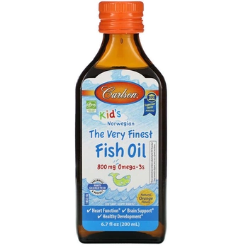 Риб'ячий жир для дітей, Омега-3, Carlson Labs, натуральний апельсиновий смак, 800 мг, 200 мл