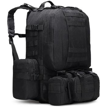 Тактичний Штурмової Військовий Рюкзак ForTactic з підсумкими на 50-60литров чорний TacticBag