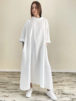 Льняна простора сукня біла M - linen island (132803)