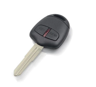 Корпус простого ключа Mitsubishi Outlander Pajero Eclipse AdlerKey (74-346) на 2 кнопки (для реставрації відновлення ключа, простий корпус з лезом, болванка, деталь, запчастина для Міцубісі)