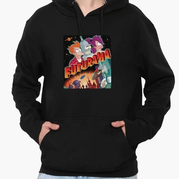 Худі чоловічий Бендер Філіп Дж. Фрай і Ліла Футурама (Bender Philip J. Fry and Leela Futurama) (9225-2866-3) Чорний L