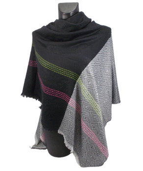 Женский платок Cashmere 42 черный с серым