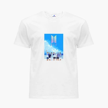 Детская футболка БТС (BTS) (9224-1079) 158-164 см Хлопок Белый