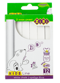Мел Zibi белый квадратный, 12 шт., картонная коробка, KIDS Line
