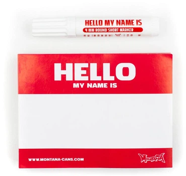 Стикеры Montana "Hello my name is" Красные с маркером (100шт)