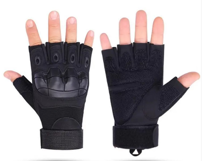 Перчатки тактические штурмовые (велоперчатки, мотоперчатки) TG-04 беспалые Black р.M