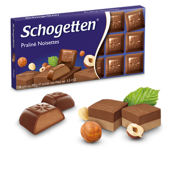 Німецький шоколад молочний Schogetten Praline Noisettes з горіховим праліне 100 грам
