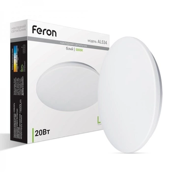 Светильник светодиодный потолочный LED 20W 5000K круг накладной 1600Lm (330*65mm) AL534 FERON