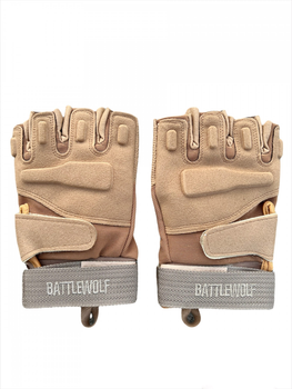 Тактические перчатки с открытыми пальцами военные перчатки цвет койот размер L 1 пара
