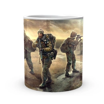 Кружка Сталкер S.t.a.l.k.e.r. atmospheric 2 керамика, белого цвета 330мл.
