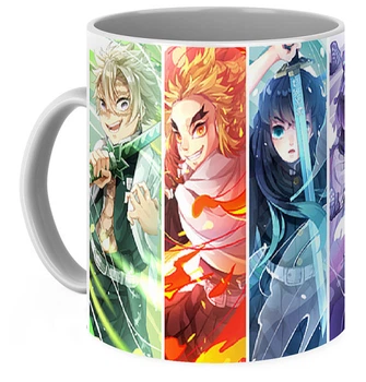 Кружка Demon Slayer Kimetsu no Yaiba Клинок, рассекающий демонов персонажи керамика, белого цвета 330мл.