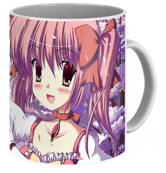 Кружка Девочка-Волшебница Мадока Mahou Shoujo Madoka Magica керамика, белого цвета 330мл.