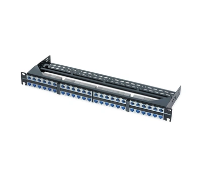 Сетевая патч-панель Corning 19", 48 портов, 1U, cat.6А, FTP, с кабельным организатором, сталь CAXASV-04808-C002