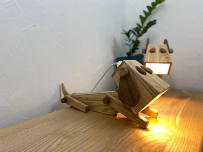 Настольная лампа ночник "Риччи" ручной работы из дерева (RC-1254)