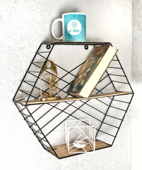Поличка настінна DecorArt "Шість" 44х39х11 см чорний