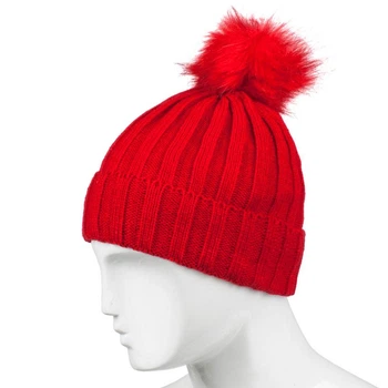 Шапка бини с помпоном Beani'qe Fur Bob Weal One size Красный (22868)