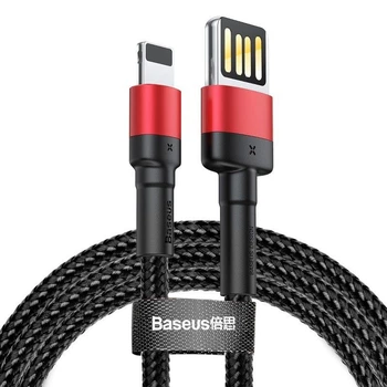 Кабель для быстрой зарядки Baseus Cafule Lightning Special Edition 2.4A USB to Lightning 1m Black-Red (CALKLF-G91)