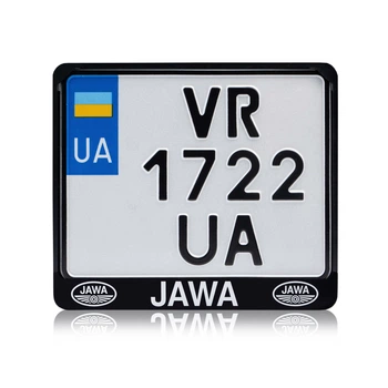 Рамка для мотоциклетного номера Jawa white 174х220мм чёрная (VH-ABS1722JW1W)