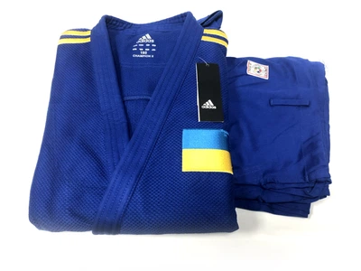 Кимоно для дзюдо Champion II с лицензией IJF ADIDAS J-IJFB-SMU синий/желтые полосы размер 205