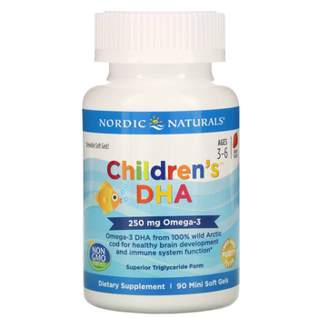 ДГК для дітей 3-6 років, Nordic Naturals, 250 мг, зі смаком полуниці, 90 міні-капсул