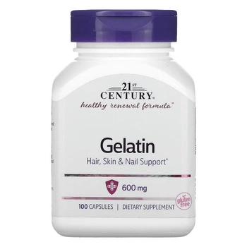 Желатин, 21st Century, 600 мг, 100 капсул