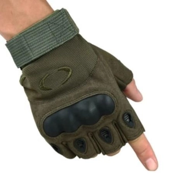 Військові рукавички без пальців розмір М (штурмові, похідні, армійські, захисні, мисливські) Оливковий