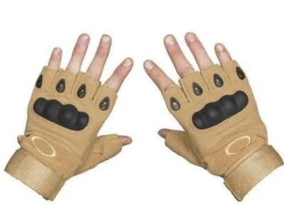 Військові рукавички без пальців розмір XL (штурмові, похідні, армійські, захисні, мисливські) Пісочний