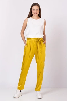 Вискозные брюки на завязке New collection S-L Желтый ss211138_yel_S-L