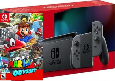 Игровая консоль Nintendo Switch Grey Bundle (игра Super Mario Odyssey)