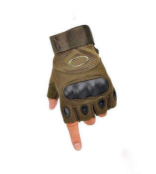 Перчатки тактические Combat без пальцев, с кастеткой, хаки, размер L