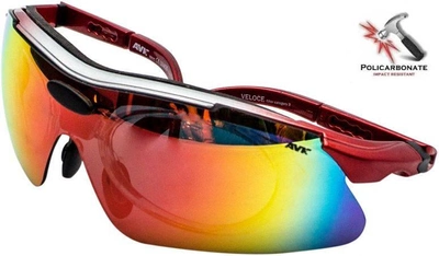 Спортивные защитные очки со сменными линзами с диоптриями AVK Veloce red тактические