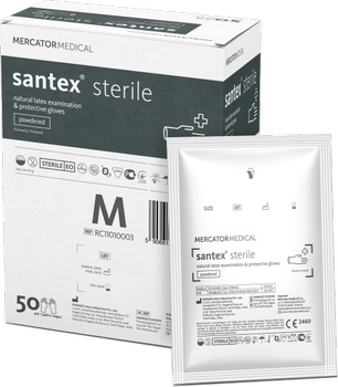 Рукавички латексні Santex опудрені стерильні М