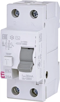 ПЗВ/УЗО ETI EFI6-P2 2P 25A 6kA 30mA тип A 2061261 (диференціальне реле)
