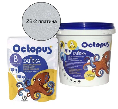 Двухкомпонентная эпоксидная затирка, ТМ "OCTOPUS", цвет платина 1,25 кг.