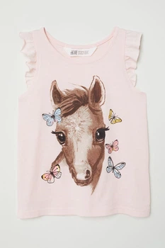 Майка для девочки розовая Лошадь H&M 98-104см (40004743)