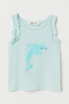 Майка для девочки бирюзовая Дельфин H&M 98-104см (40004746)