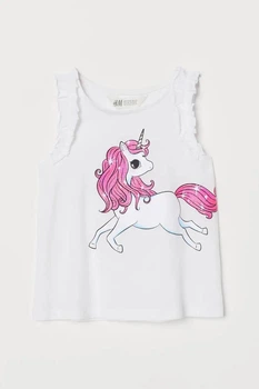 Майка для девочки белая Пони-Единорог H&M 134-140см (40004739)
