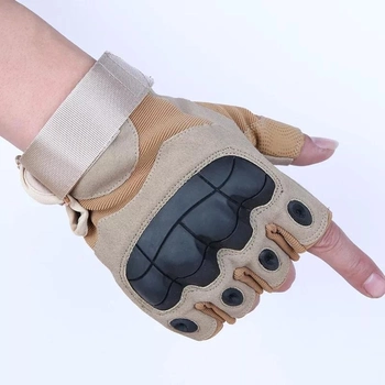 Тактичні рукавички військові штурмові без пальців захист пластикові вставки на кісточках (50311-Нів) Розмір XL