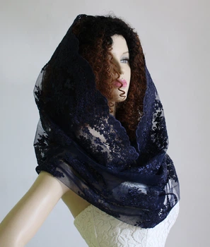 Кругова хустка до церкви Lady Solomia 60х110см синій RC14